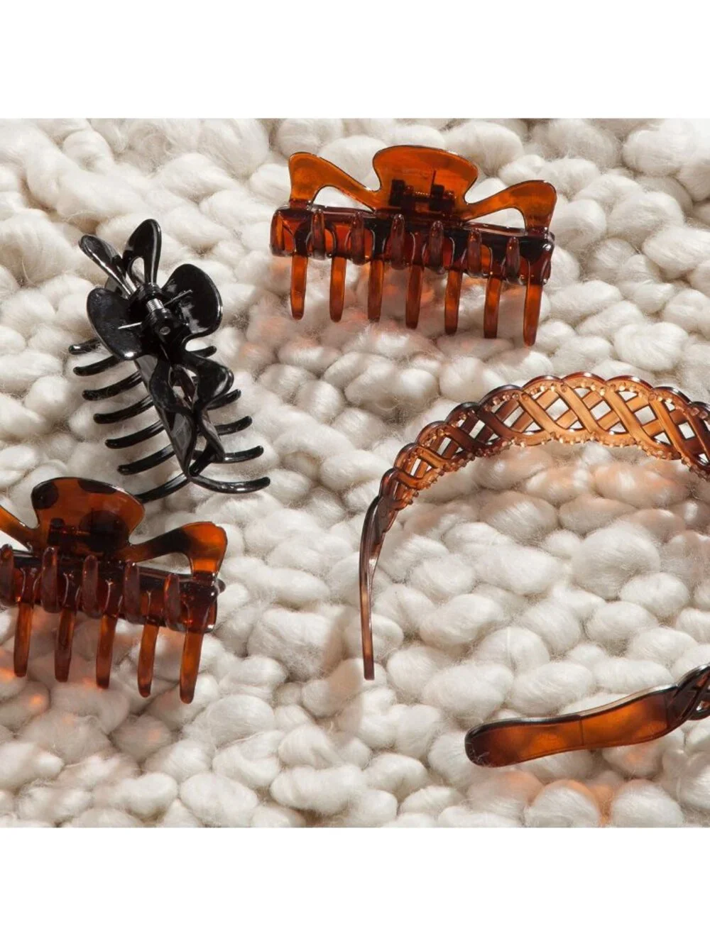 Chic Medium Claw Clips - 4 Ct Assorted Neutrals, Secure Grip Hair Accessories